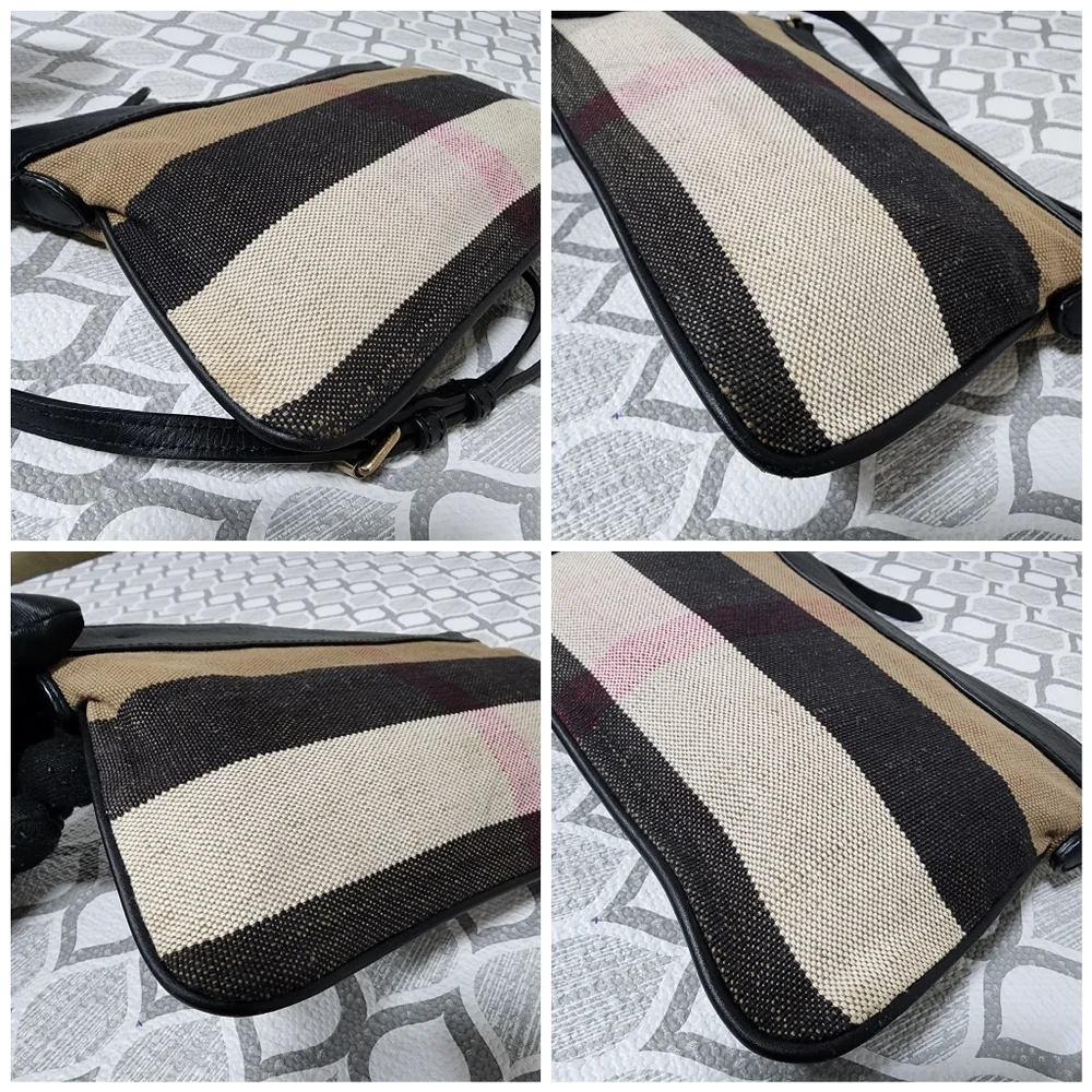 BURBERRY Mega Check Peyton Crossbody Bag Black/Beige